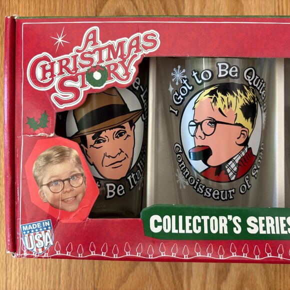 🌟Host Pick🌟 NWT A Christmas Story Collector's Pint Glass 4-Pack Ralphie Old Man - Picture 3 of 11